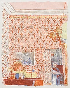 Interior with Pink Wallpaper I by Edouard Vuillard (French, 1868–1940)