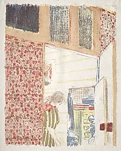Interior with Pink Wallpaper III by Edouard Vuillard (French, 1868–1940)