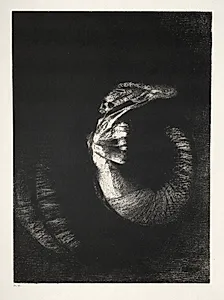 It Is a Skull Wreathed with Roses. It Dominates a Woman's Torso of Pearly Whiteness by Odilon Redon (French, 1840–1916)