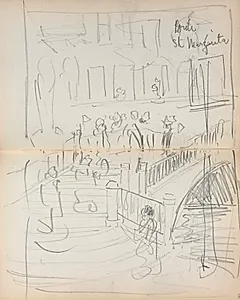 Italian Sketchbook: Bridge St. Margarita (page 67 & 68) by Maurice Prendergast (American, 1858–1924)