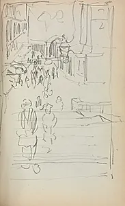Italian Sketchbook: Stairs with Figures (page 165) by Maurice Prendergast (American, 1858–1924)