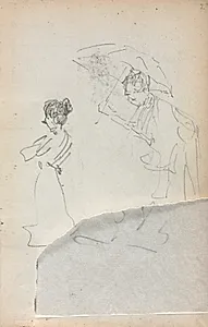 Italian Sketchbook: Standing Woman in profile & Man with an Umbrella (page 2) by Maurice Prendergast (American, 1858–1924)