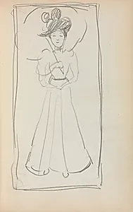 Italian Sketchbook: Standing woman with parasol (page 233) by Maurice Prendergast (American, 1858–1924)