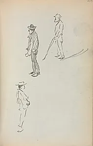 Italian Sketchbook: Three Standing Men (page 44) by Maurice Prendergast (American, 1858–1924)