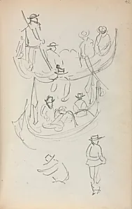 Italian Sketchbook: Two Gondolas with figures by Maurice Prendergast (American, 1858–1924)