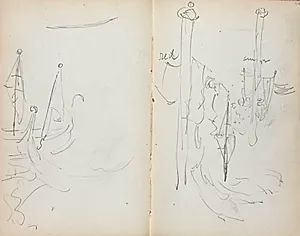Italian Sketchbook: Venetian Harbor View (page 33 & 34) by Maurice Prendergast (American, 1858–1924)