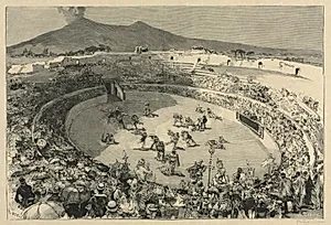 Italy. The Festival of Pompei, The circus of gladiators  by Auguste Louis Lepère (French, 1849–1918)