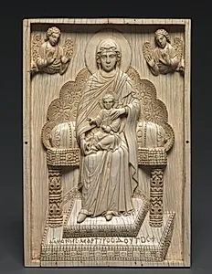 Ivory Plaque with Enthroned Mother of God ("The Stroganoff Ivory") by Unknown Artist