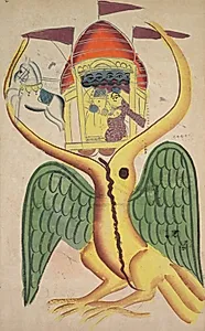 Jatayu hinders Ravana’s chariot, trying to prevent the abduction of Sita (recto), from a Kalighat album by Unknown Artist