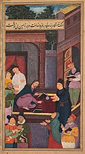 Jesus writes on the ground (folio 130 verso), from a Mirror of Holiness (Mir’at al-quds) of Father Jerome Xavier by Unknown Artist