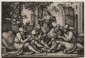 Job and His Friends by Hans Sebald Beham (German, 1500–1550)