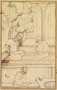 Kabir and Two Followers on a Terrace (recto) by Unknown Artist