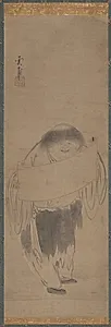 Kanzan Holding a Scroll by Unpo Shūkū (Japanese, active 1400s)