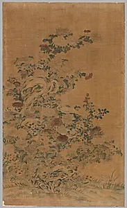 Kesi Panel: Rocks and Chrysanthemums by Unknown Artist