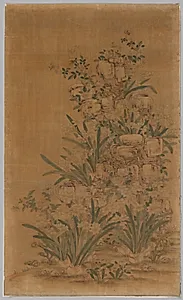 Kesi Panel: Rocks and Narcissus by Unknown Artist