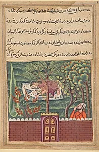 Khulasa, a vizier, sees the daughter of Khassa, another vizier, and covets her, from a Tuti-nama (Tales of a Parrot): Fifty-first Night by Unknown Artist