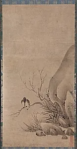 Kingfisher Perched above a Stream by Kenkō Shōkei (Japanese, active 1478–1506)