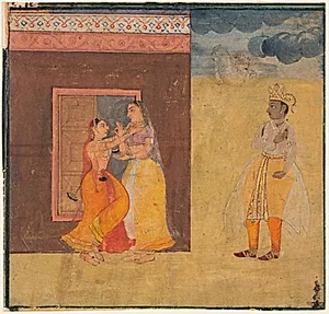 Krishna Abhisarika Nayika, from a Rasikapriya manuscript by Unknown Artist