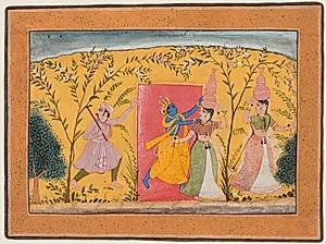 Krishna Exacts a Toll from the Milkmaids: Dana-Lila, from a Bhagavata Purana by Unknown Artist