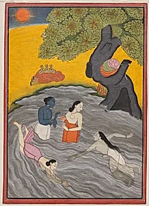 Krishna Playing with the Gopis in the Yamuna by Unknown Artist