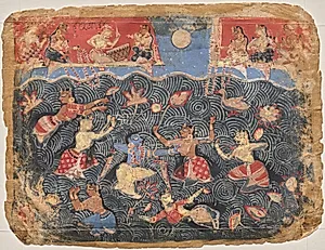 Krishna sporting with the gopis in the Jumna River, from a Bhagavata Purana by Unknown Artist