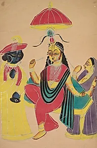 Krishna Standing by Radha who is Seated on a Chair by Unknown Artist