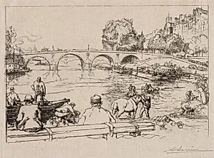L'Abreuvoir at Pont Marie by Auguste Louis Lepère (French, 1849–1918)