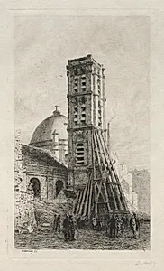 L'Eglise Saint-Roch by Alfred Alexandre Delauney (French, 1830–1894)