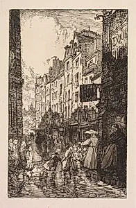 La Biévre, Les Gobelins, Saint-Séverin: Le Quartier Saint-Séverin: La Rue des Prêtres Saint-Séverin by Auguste Louis Lepère (French, 1849–1918)