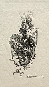 La femme au berceau by Auguste Louis Lepère (French, 1849–1918)
