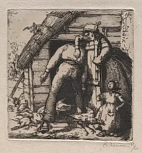 La Poulailler attrape la plus grosse by Auguste Louis Lepère (French, 1849–1918)