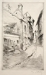 La rue de l'Ecole à Troyes by Gustave Leheutre (French, 1861–1932)