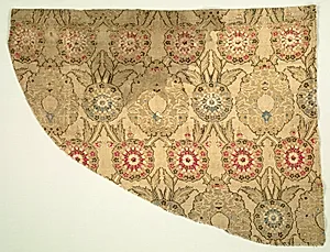 Lampas with double ogival floral pattern on checkered ground by Unknown Artist