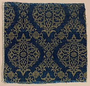 Lampas with foliate medallions in ogival lattice by Unknown Artist