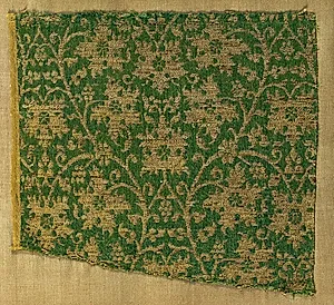 Lampas with scrolling vines and grape leaves by Unknown Artist
