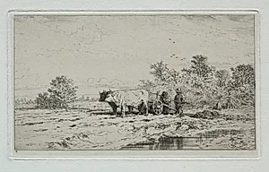Landscape, Labourers by Charles-Émile Jacque (French, 1813–1894)