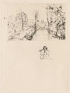 Landscape with Bridge and Child by Auguste Brouet (French, 1872–1941)