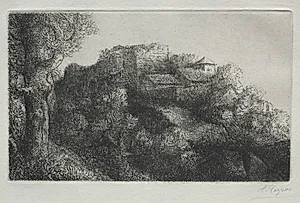 Landscape (with buildings) by Alphonse Legros (French, 1837–1911)