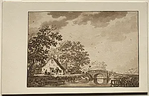Landscape with Cottage and Bridge by Unknown Artist