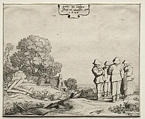 Landscape with Four Peasants Conversing by Pieter Molyn (Dutch, 1595–1661)