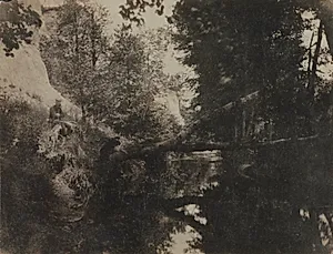 Landscape with Seated Figure on Stream Bank by Frank Chauvassaignes (French)