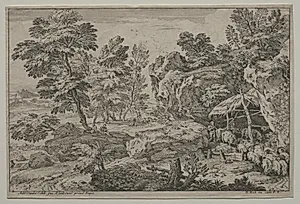 Landscape with Shepherds and two Flocks by Adrian van der Cabel (Dutch, 1631–1705)