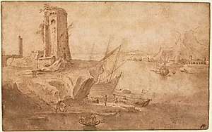 Landscape with Tower at Seashore