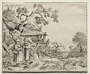 Landscape with Two Peasants Conversing by Pieter Molyn (Dutch, 1595–1661)