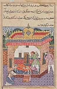 Latif, who has murdered his brother, falsely accuses Khurshid of the deed, from a Tuti-nama (Tales of a Parrot): Thirty-second Night by Unknown Artist