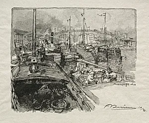 Le Bassin de la Villette by Auguste Louis Lepère (French, 1849–1918)