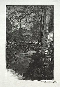 Le Boulevard Montmartre, le Soir by Auguste Louis Lepère (French, 1849–1918)
