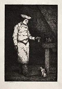 Le déjeuner du chat by Théodule Ribot (French, 1823–1891)