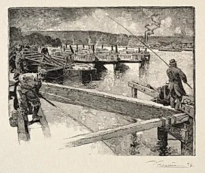 Le garage des bateaux-omnibus by Auguste Louis Lepère (French, 1849–1918)