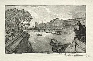 Le Louvre, vu du Pont Neuf by Auguste Louis Lepère (French, 1849–1918)